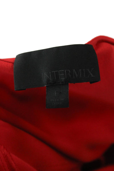 Intermix Women Red V-Neck Long Sleeve Solid Polyester Blouse Size 0P