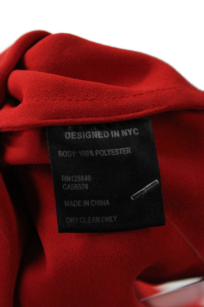 Intermix Women Red V-Neck Long Sleeve Solid Polyester Blouse Size 0P