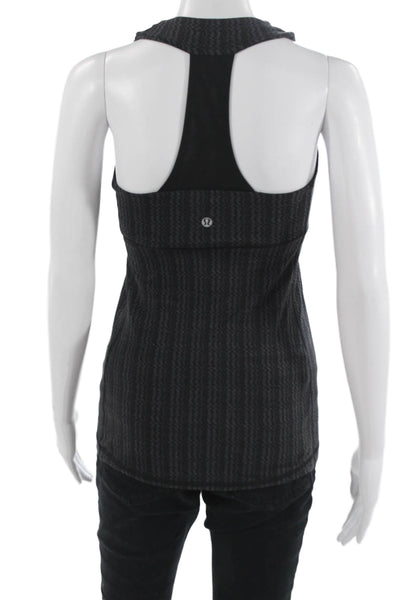 Lululemon Women Black Herringbone Nylon Round Neck Tank Size 6