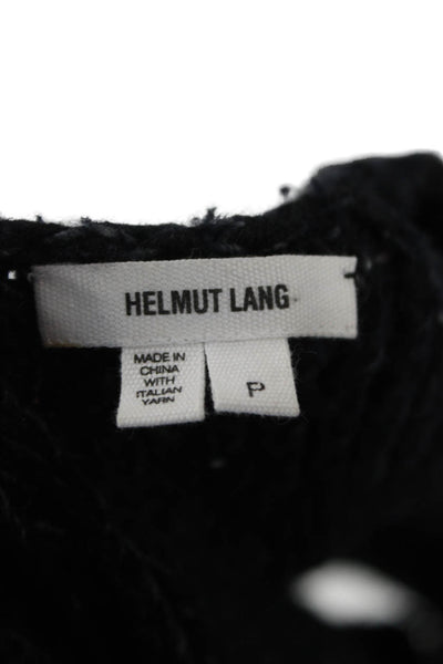 Helmut Lang Women Black V-Neck Pullover Sweater Button Closure Size 0P