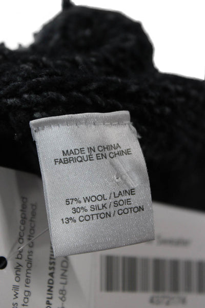 Helmut Lang Women Black V-Neck Pullover Sweater Button Closure Size 0P