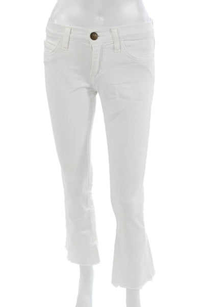 Current/Elliott Womens Bootcut Flared Jeans White Button Closure Size 23