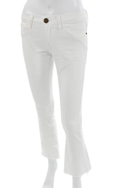 Current/Elliott Womens Bootcut Flared Jeans White Button Closure Size 23