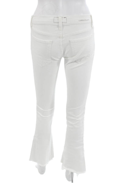 Current/Elliott Womens Bootcut Flared Jeans White Button Closure Size 23
