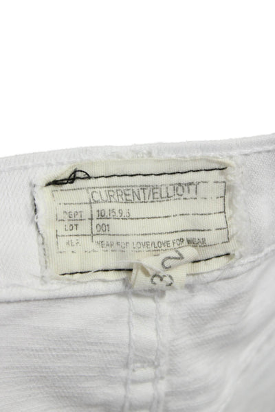 Current/Elliott Womens Bootcut Flared Jeans White Button Closure Size 23