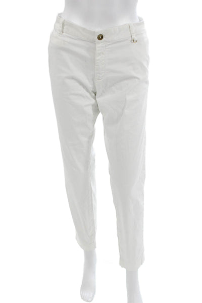 Masons Women Cropped Ankle Chino White Button Cotton Polyester Size 44