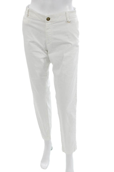 Masons Women Cropped Ankle Chino White Button Cotton Polyester Size 44