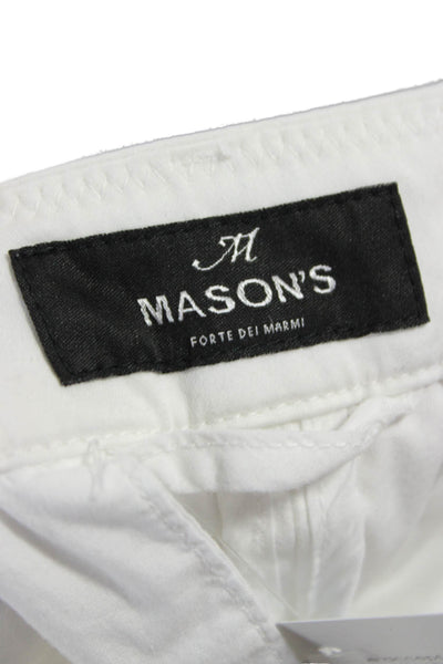 Masons Women Cropped Ankle Chino White Button Cotton Polyester Size 44
