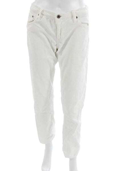 AG Adriano Goldschmied Women Cropped White Jeans High Rise Button Size 30