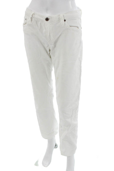 AG Adriano Goldschmied Women Cropped White Jeans High Rise Button Size 30