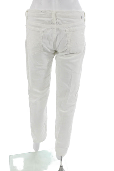AG Adriano Goldschmied Women Cropped White Jeans High Rise Button Size 30