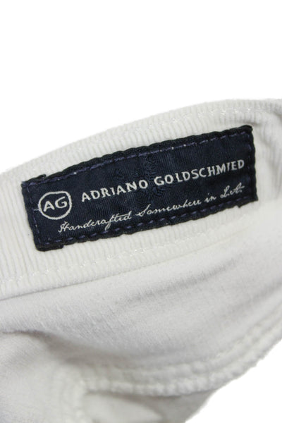 AG Adriano Goldschmied Women Cropped White Jeans High Rise Button Size 30