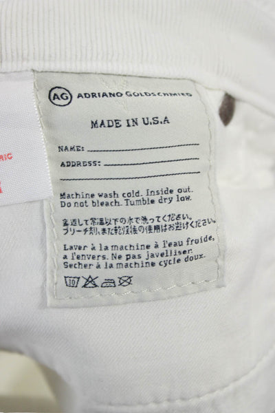 AG Adriano Goldschmied Women Cropped White Jeans High Rise Button Size 30