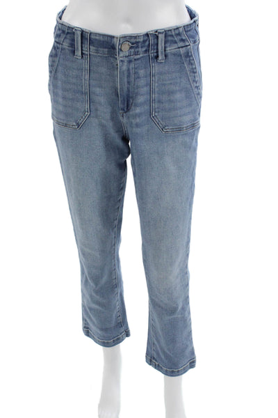Paige Womens High Rise Cropped Straight Light Blue Jeans Size 27