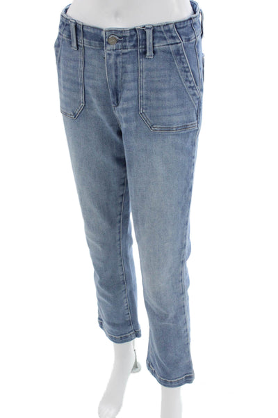 Paige Womens High Rise Cropped Straight Light Blue Jeans Size 27