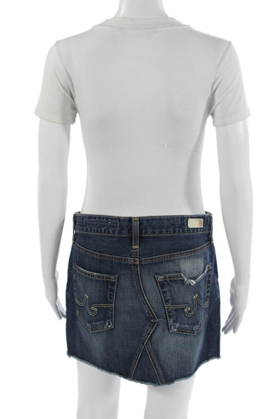 AG Adriano Goldschmied Women Mini Skirt Dark Blue Cotton Size 28