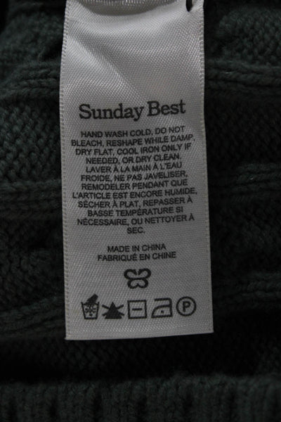 Sunday Best Womens Classic Green Merino Wool Blend Pullover Sweater Size XS