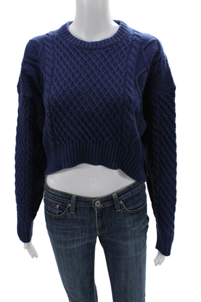Sunday Best Women Dark Blue Pullover Merino Blend Crew Neck Long Sleeve Size S