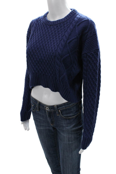 Sunday Best Women Dark Blue Pullover Merino Blend Crew Neck Long Sleeve Size S