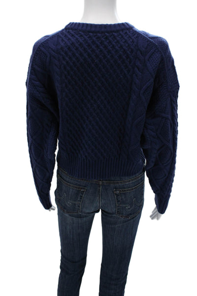 Sunday Best Women Dark Blue Pullover Merino Blend Crew Neck Long Sleeve Size S