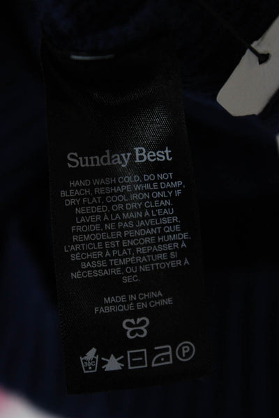 Sunday Best Women Dark Blue Pullover Merino Blend Crew Neck Long Sleeve Size S