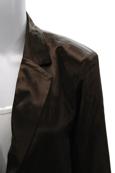 Sylc Womens Blazer Brown Collared Long Sleeve Button Classic Size M