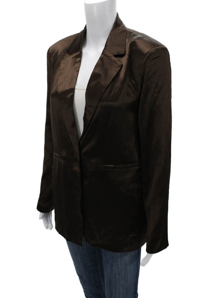 Sylc Womens Blazer Brown Collared Long Sleeve Button Classic Size M