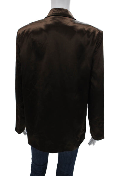 Sylc Womens Blazer Brown Collared Long Sleeve Button Classic Size M