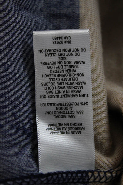 Juicy Couture Women Dark Blue Striped Long Sleeve Button Up Round Neck Size S