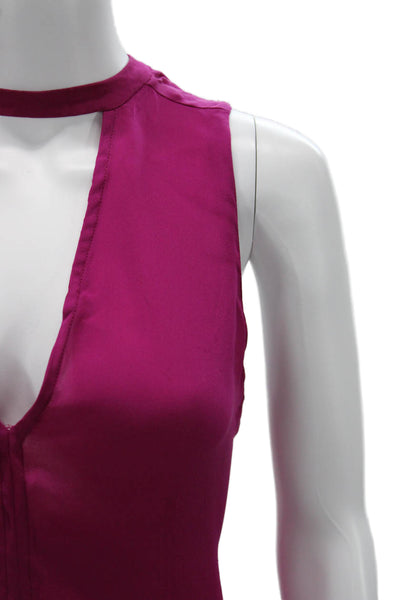 ALC Womens Purple High Neck Sleeveless Silk Tank Size S