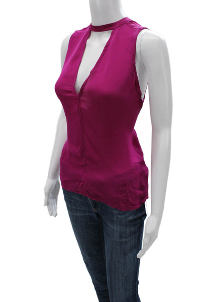 ALC Womens Purple High Neck Sleeveless Silk Tank Size S