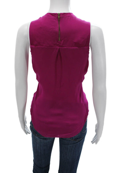 ALC Womens Purple High Neck Sleeveless Silk Tank Size S