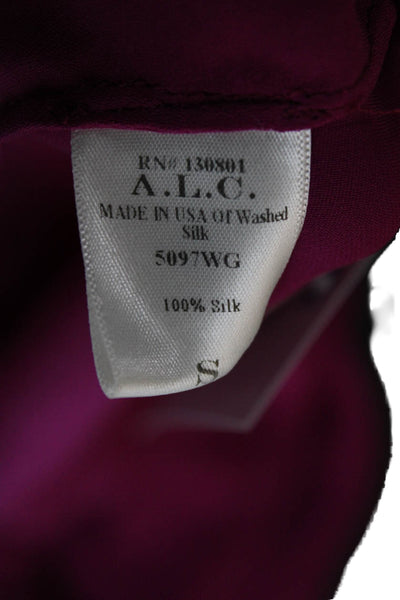 ALC Womens Purple High Neck Sleeveless Silk Tank Size S