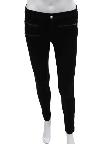Parker Women Jeggings Biker Black Button Front Rayon Nylon Size 2