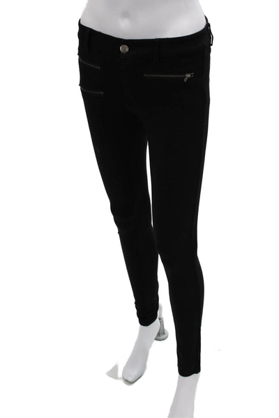 Parker Women Jeggings Biker Black Button Front Rayon Nylon Size 2