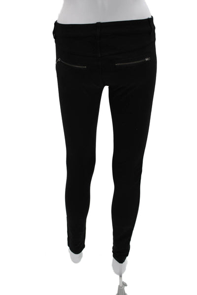 Parker Women Jeggings Biker Black Button Front Rayon Nylon Size 2