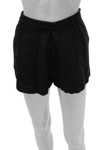 Sandro Women Black Cotton Shorts Designer Zip Size 38