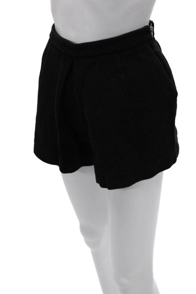 Sandro Women Black Cotton Shorts Designer Zip Size 38