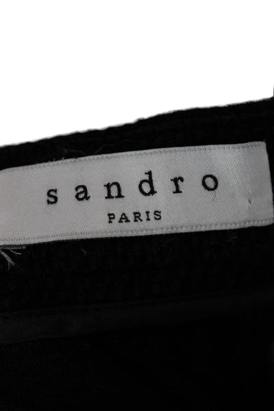 Sandro Women Black Cotton Shorts Designer Zip Size 38