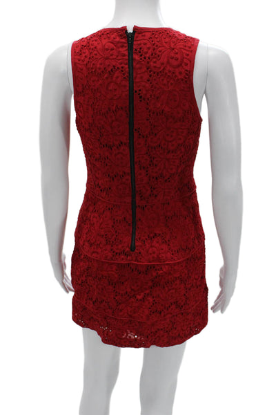 Nanette Lepore Women Fit & Flare Dress Red Floral Sleeveless Zip Size 2