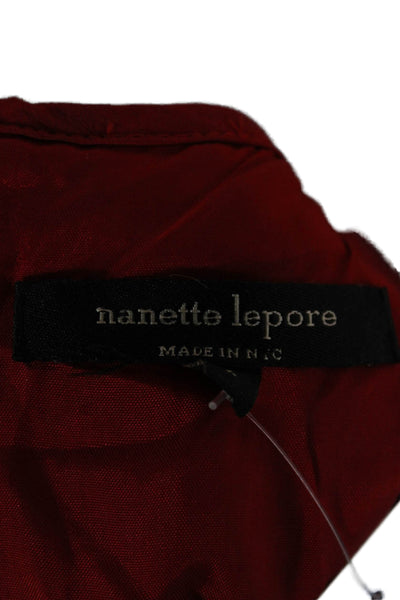 Nanette Lepore Women Fit & Flare Dress Red Floral Sleeveless Zip Size 2