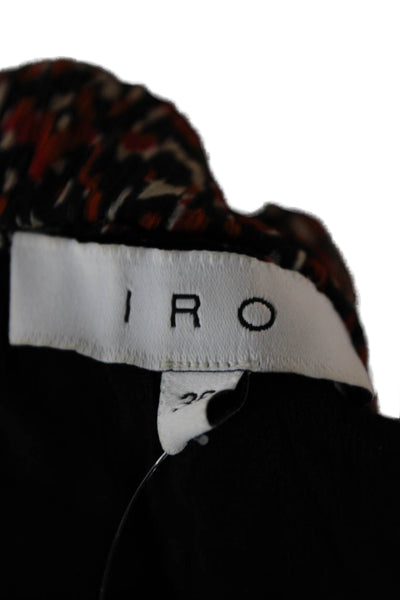 IRO Womens Mini Peasant Skirt Black Animal Print Viscose Size 36