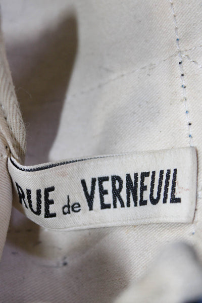 Rue De Verneuil Womens Double Handle Wool Colorblock Tote Handbag Blue Black