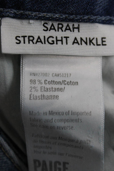 Paige Womens Straight Ankle Jeans Blue Size 26