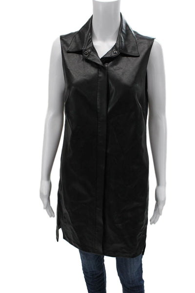 Bailey 44 Womens Black Collared Sleeveless Biker Vest Snap Closure Size M