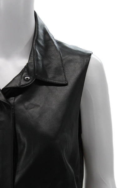 Bailey 44 Womens Black Collared Sleeveless Biker Vest Snap Closure Size M