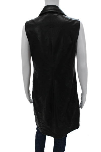 Bailey 44 Womens Black Collared Sleeveless Biker Vest Snap Closure Size M
