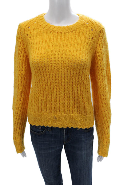 Rag & Bone Women Pullover Yellow Merino Wool Crew Neck Long Sleeve Size M