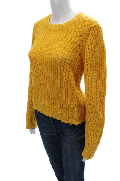Rag & Bone Women Pullover Yellow Merino Wool Crew Neck Long Sleeve Size M