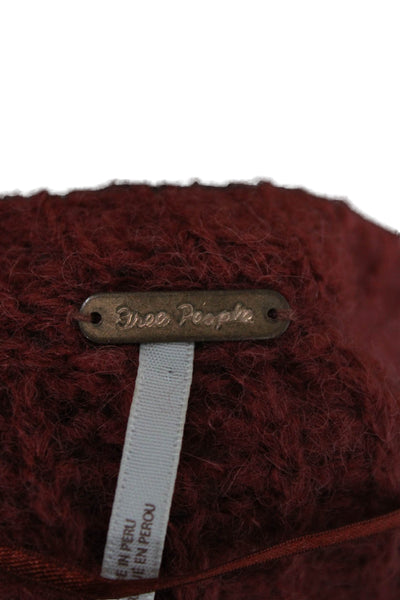 Free People Womens Red Alpaca Blend V-Neck Cardigan Long Sleeve Size S